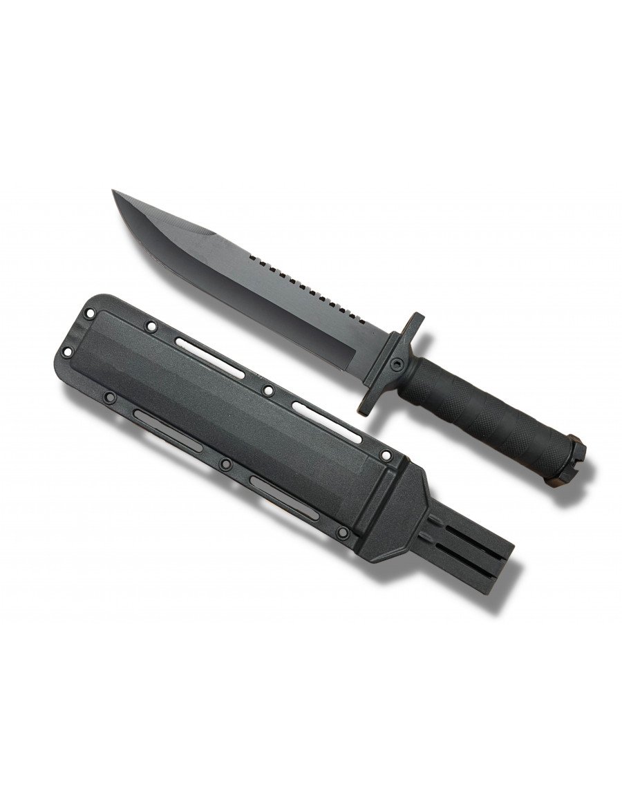 CUCHILLO SUPERVIVENCIA NEGRO CON FUNDA ABS - Imagen 2