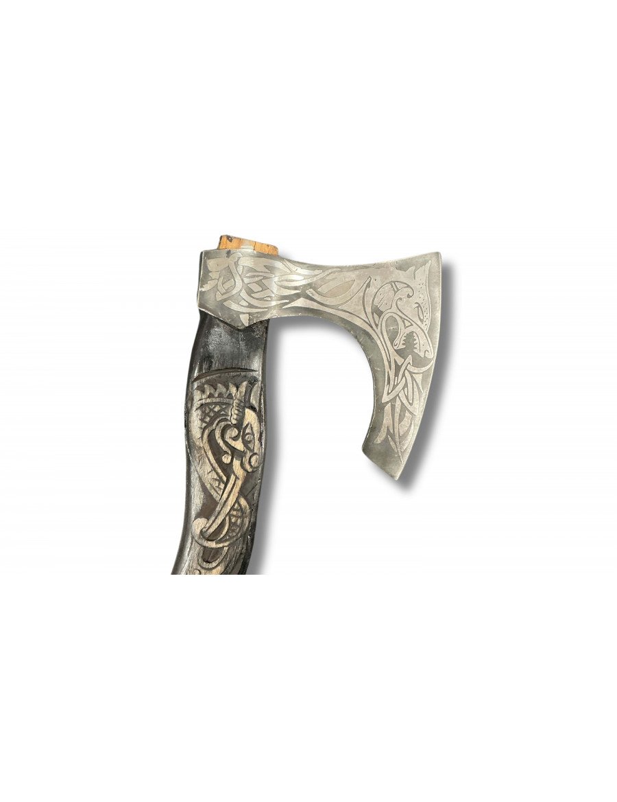 HACHA VIKINGA MANGO GRABADO 57CM - Imagen 2