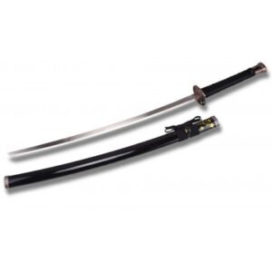 KATANA FLORAL NEGRA – ELEGANTE SABLE JAPONÉS CON GUARDA DE COBRE TALLADO