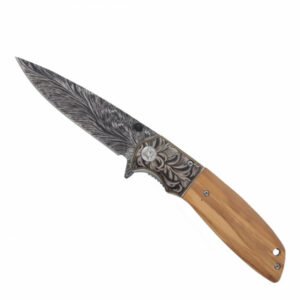 CUCHILLO DE OLIVO HOJA GRABADA 10CM