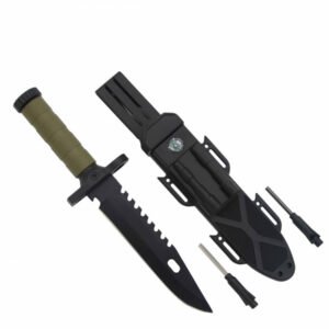 CUCHILLO SUPERVIVENCIA HOJA MANGO VERDE 19CM