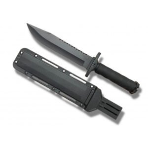 CUCHILLO SUPERVIVENCIA NEGRO CON FUNDA ABS