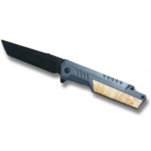 COUTEAU OUVERTUR ASSISTEE NOIR ET BOIS LAME DROITE