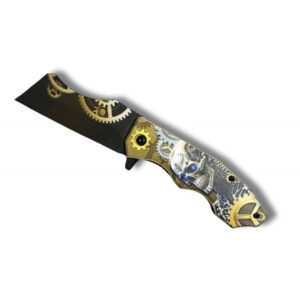 CUCHILLO DE ENGRANAJE AMARILLO CABEZA DE MUERTE