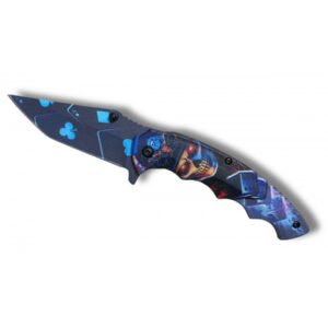 COUTEAU TETE DE MORT BLEU OUVERTURE ASSISTEE