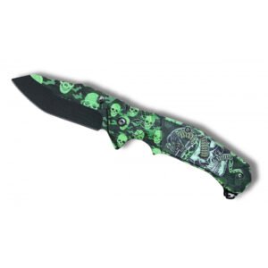 COUTEAU VERT TETE DE MORT