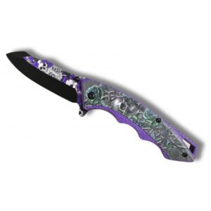 CUCHILLO FLORES AZULES CABEZA DE MUERTE