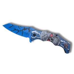 COUTEAU BLEU TETE DE MORT OUVERTURE ASSISTEE