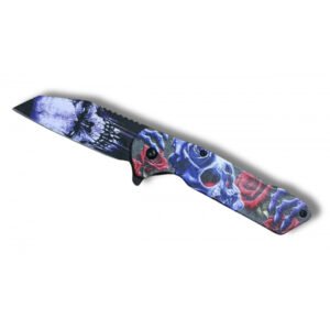 COUTEAU ROSES TETE DE MORT OUVERTURE ASSISTEE