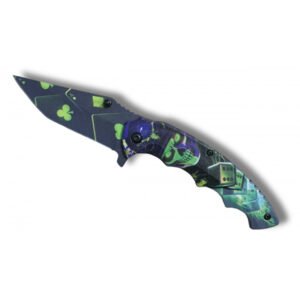 COUTEAU TETE DE MORT VERT OUVERTURE ASSISTEE