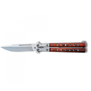 COUTEAU PAPILLON METAL ET BOIS LAME 9CM