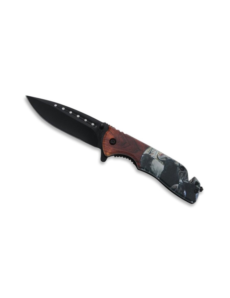 CUCHILLO CAMARGUE BULL CON CORTADORES DE CORREA HOJA 9CM