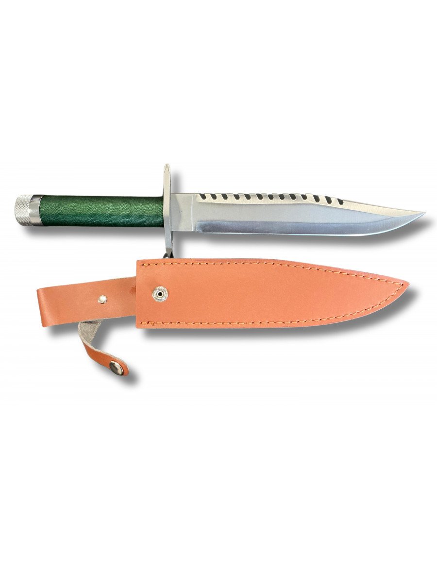 CUCHILLO DE SUPERVIVENCIA MANGO VERDE CON FUNDA
