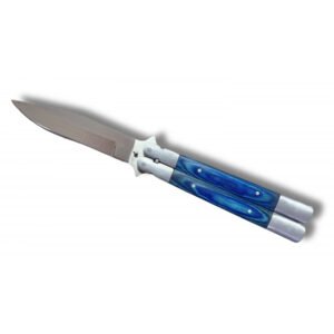 CUCHILLO MANGO MADERA MARIPOSA AZUL