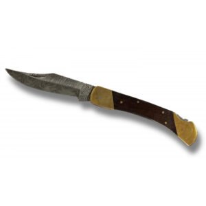 NAVAJA HOJA DAMASCO CON ESTUCHE DE CUERO