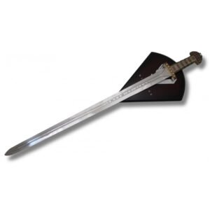 Espada vikinga grabada – Hoja de acero inoxidable con soporte de pared
