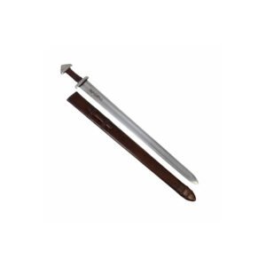 ESPADA VIKINGA HOJA GRABADA FUNDA CUERO