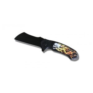 CUCHILLO CALAVERA Y LLAMA CON APERTURA ASISTIDA HOJA 10 CM
