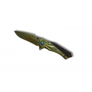 CUCHILLO DE MADERA CON APERTURA ASISTIDA CON HOJA DORADA 9CM