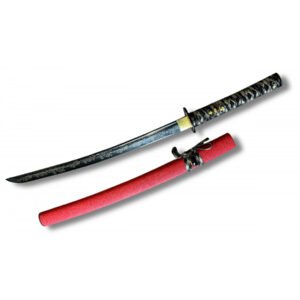 WAKISASHI FORJADO ROJO CON HOJA DE FLORES 1045