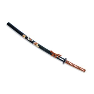 KATANA DRAGON NEGRA MARRON TRENZADA 74CM