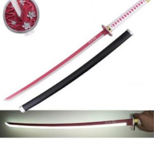 KATANA LUMINEUX NOIR MANCHE BLANC ET ROSE