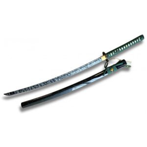 KATANA VERDE HOJA DECORADA ACERO 1045 ELEGANTE