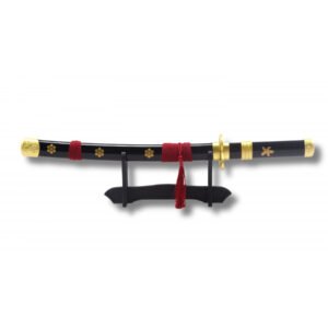 MINI KATANA NEGRA Y DORADA 27 CM