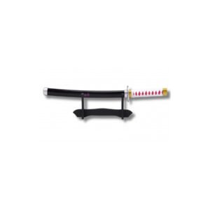 MINI KATANA DE MADERA NEGRA Y ROSA