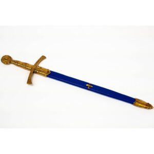 Abrecartas medieval de oro con funda